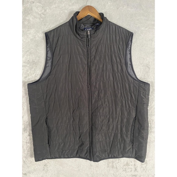 Chaps Vest Men 2XL Black Quilted Full Zip Sleeveless Puffer Lightweight Outdoors - Picture 1 of 8
